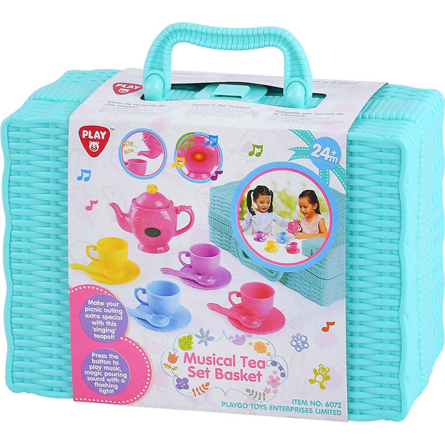 Playgo Toys Ent. Ltd. - Battery Operated Musical Tea Set Basket Role Play