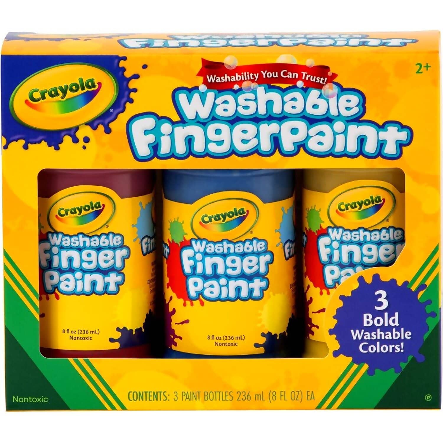 Crayola - Washable Fingerpaints - 3 Bold Colors