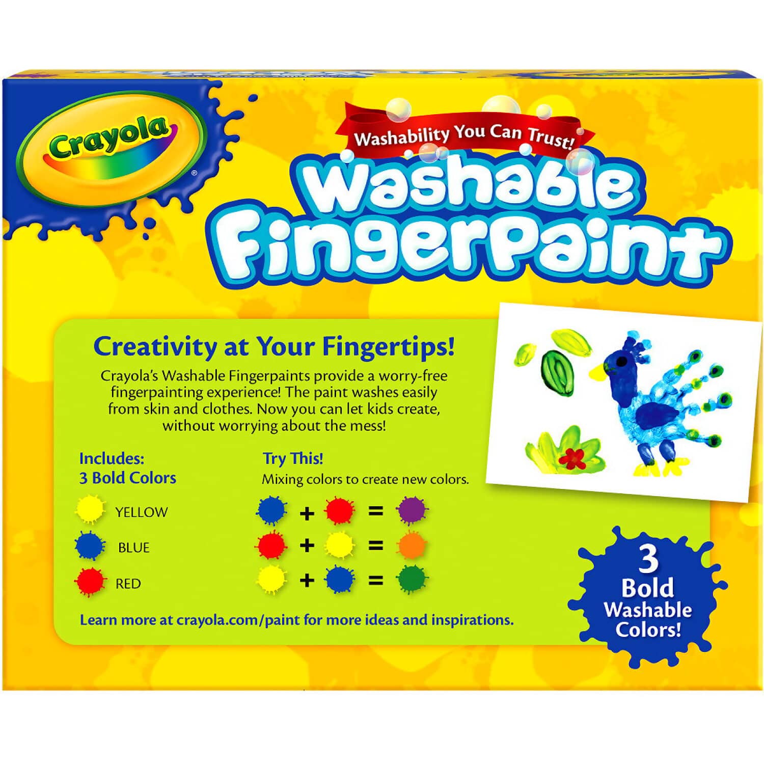 Crayola - Washable Fingerpaints - 3 Bold Colors - Image 3
