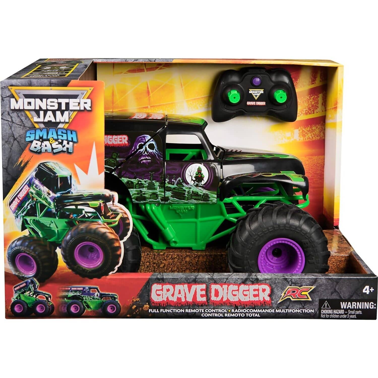 Monster Jam - Smash N Bash Grave Digger RC Truck - Spin Master