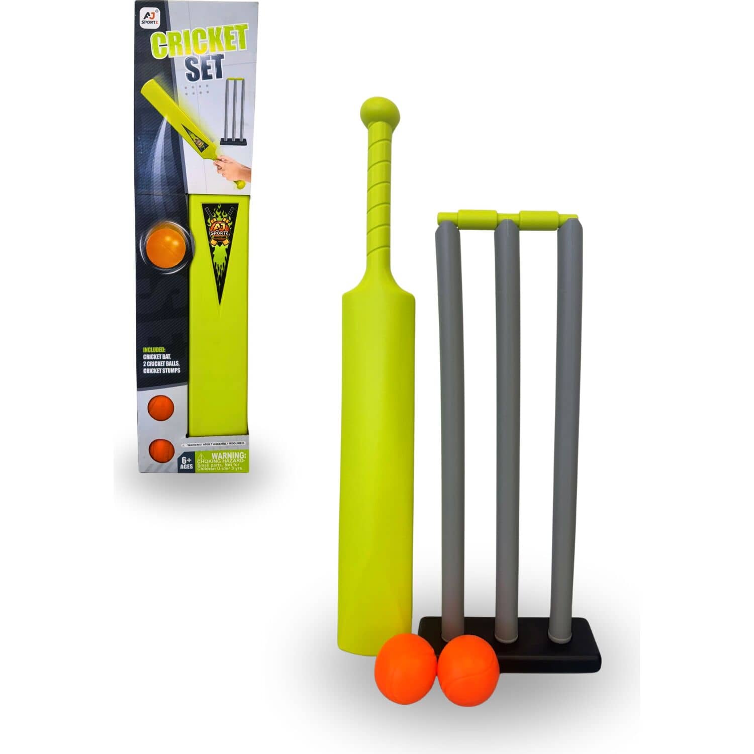 AJ Sportz - Cricket Plastic Set with Stumps & 2 Balls
