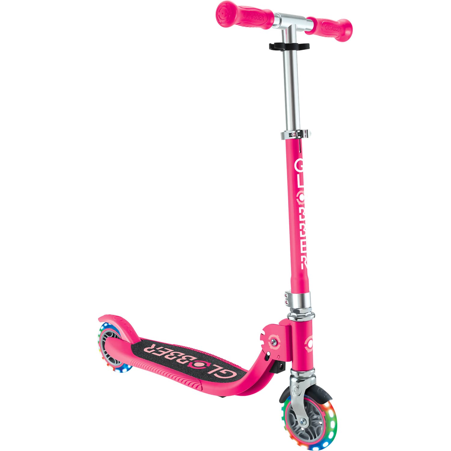 Globber - Flow Foldable Junior Scooter with Lights - Pastel Pink / Fuchsia