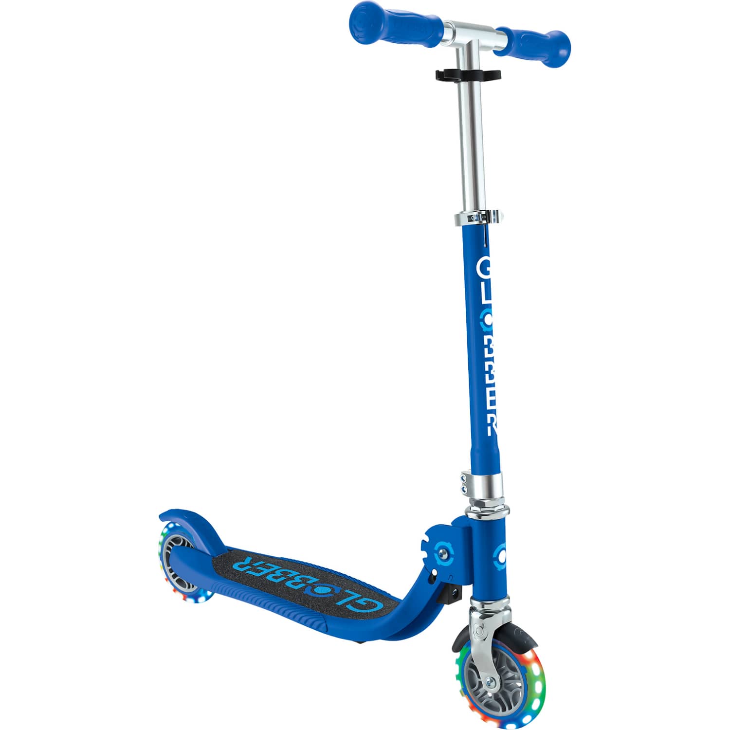 Globber - Flow Foldable Junior Scooter with Lights Navy Blue / Sky Blue