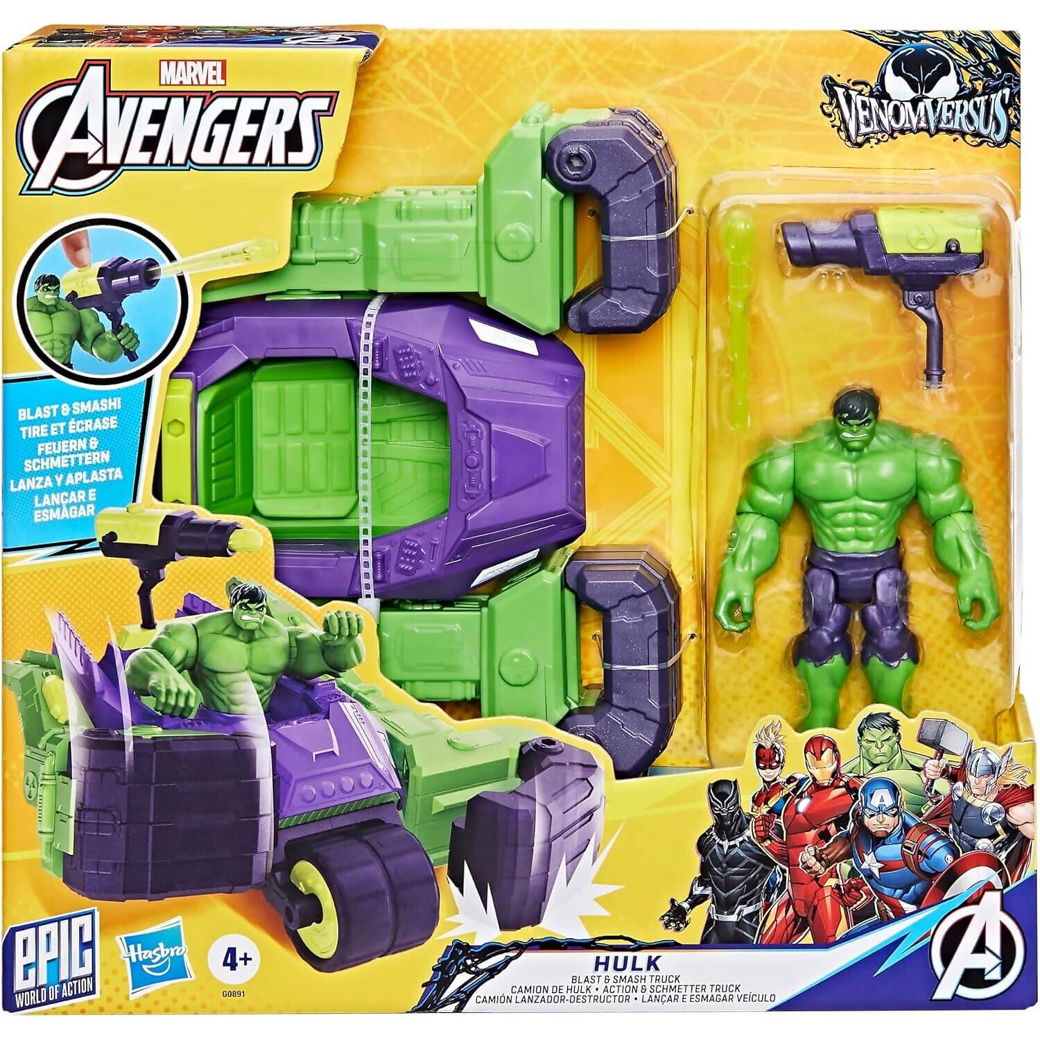 Marvel - Avengers VenomVersus Epic World of Action Hulk Blast & Smash Truck - Hasbro