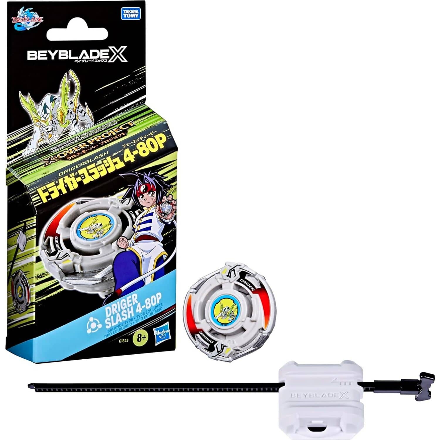 Beyblade X - X-Over Project Driger Slash 4-80P Starter Pack Set Balance Type Top and Launcher