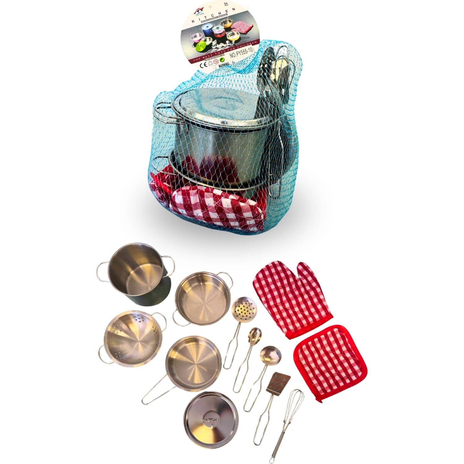 YTY Toys - Minature Toy Kitchen Cooking Set Stainless Look Role-Play