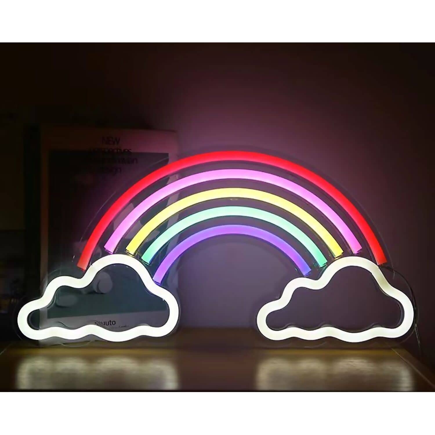 Cotton Candy - Rainbow With Clouds LED Neon Light Wall Sign Multicoloured 16-Inch USB Powered - Image 2