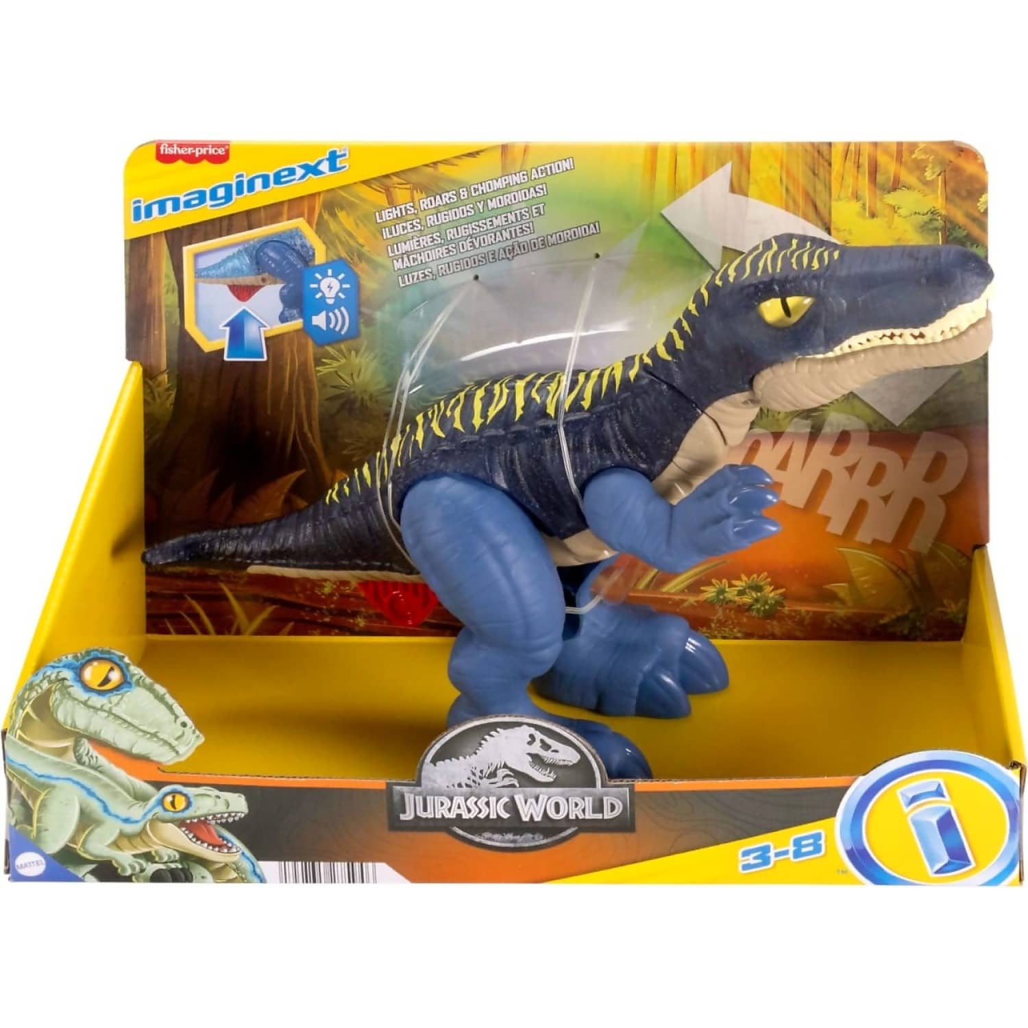Fisher-Price - Imaginext Jurassic World Growl & Glow Baryonyx Dinosaur Toy With Lights Sounds & Chomping Action - Mattel