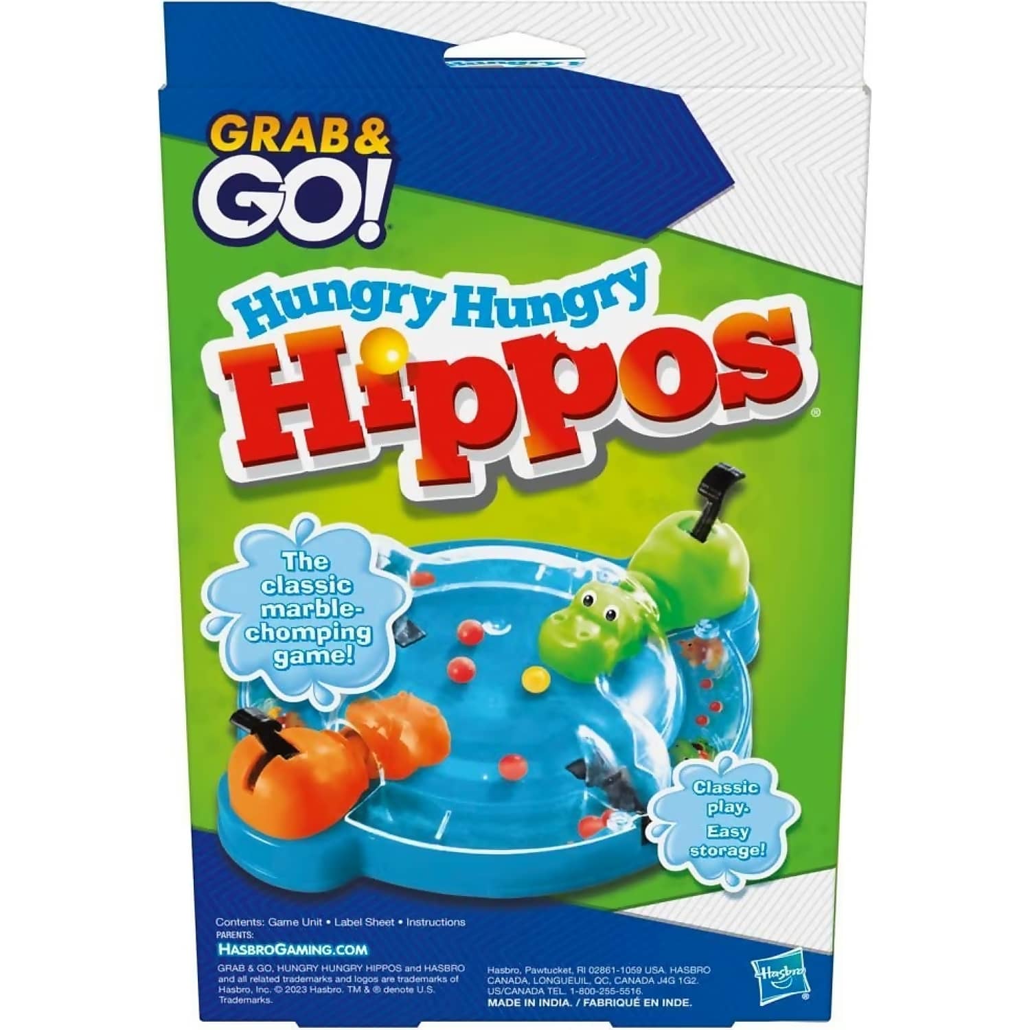 Hasbro Gaming - Hungry Hungry Hippo Grab & Go! Portable Travel Board Game