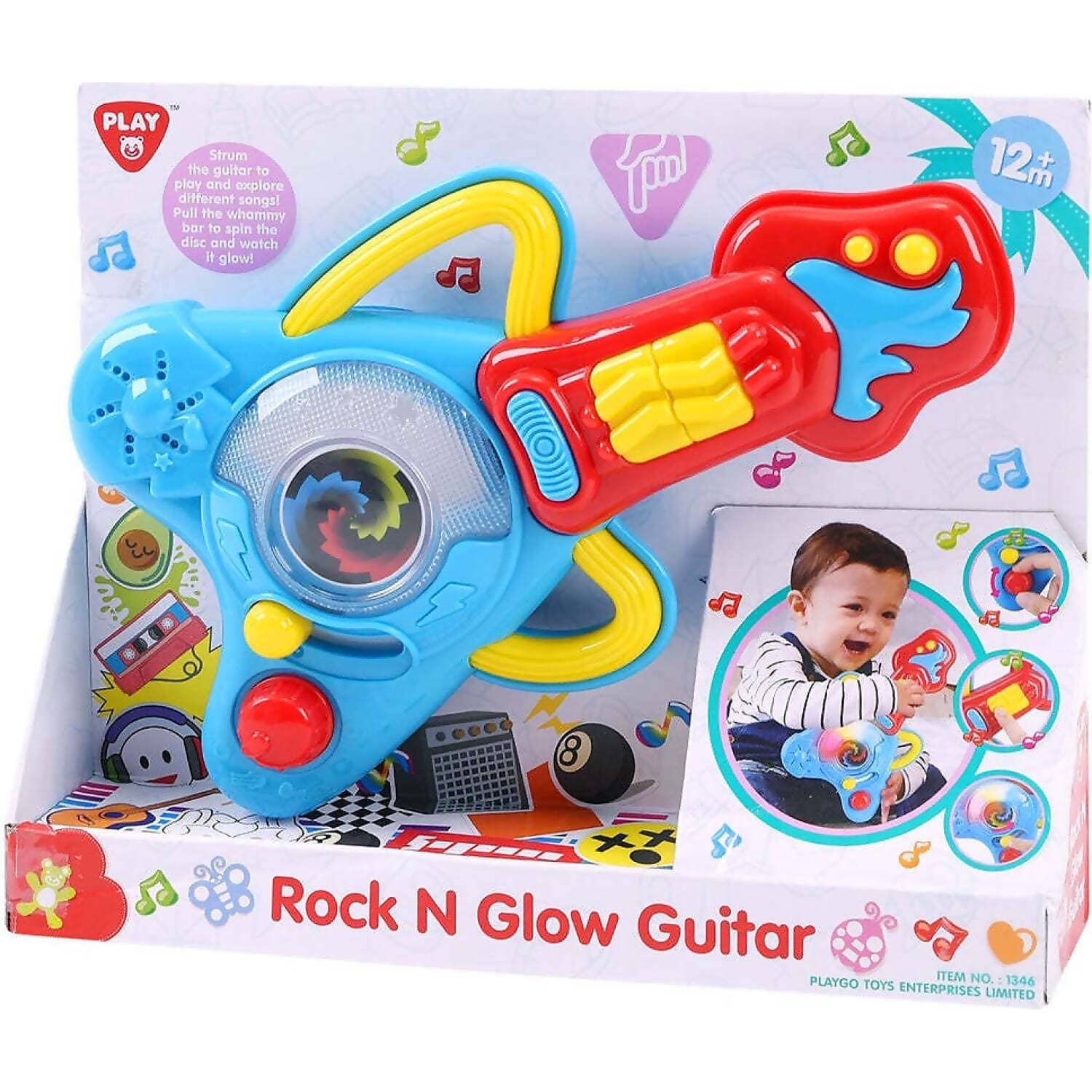 Playgo Toys Ent. Ltd. - Battery Operated Rock N Glow Guitar Assorted Colors (chosen At Random)