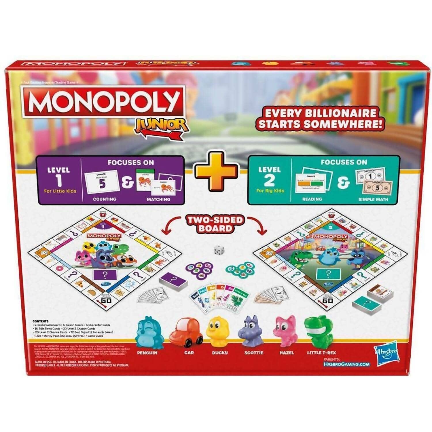 Monopoly - Junior Board Game 2-sided Gameboard 2 Games In 1 Monopoly Game For Ages 4+ - Hasbro - Image 3