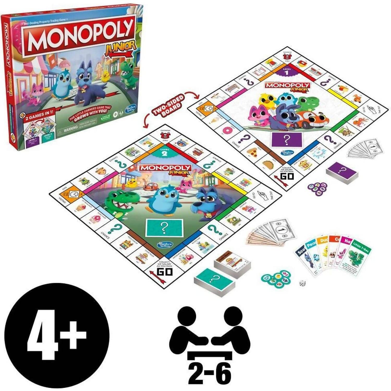 Monopoly - Junior Board Game 2-sided Gameboard 2 Games In 1 Monopoly Game For Ages 4+ - Hasbro - Image 9
