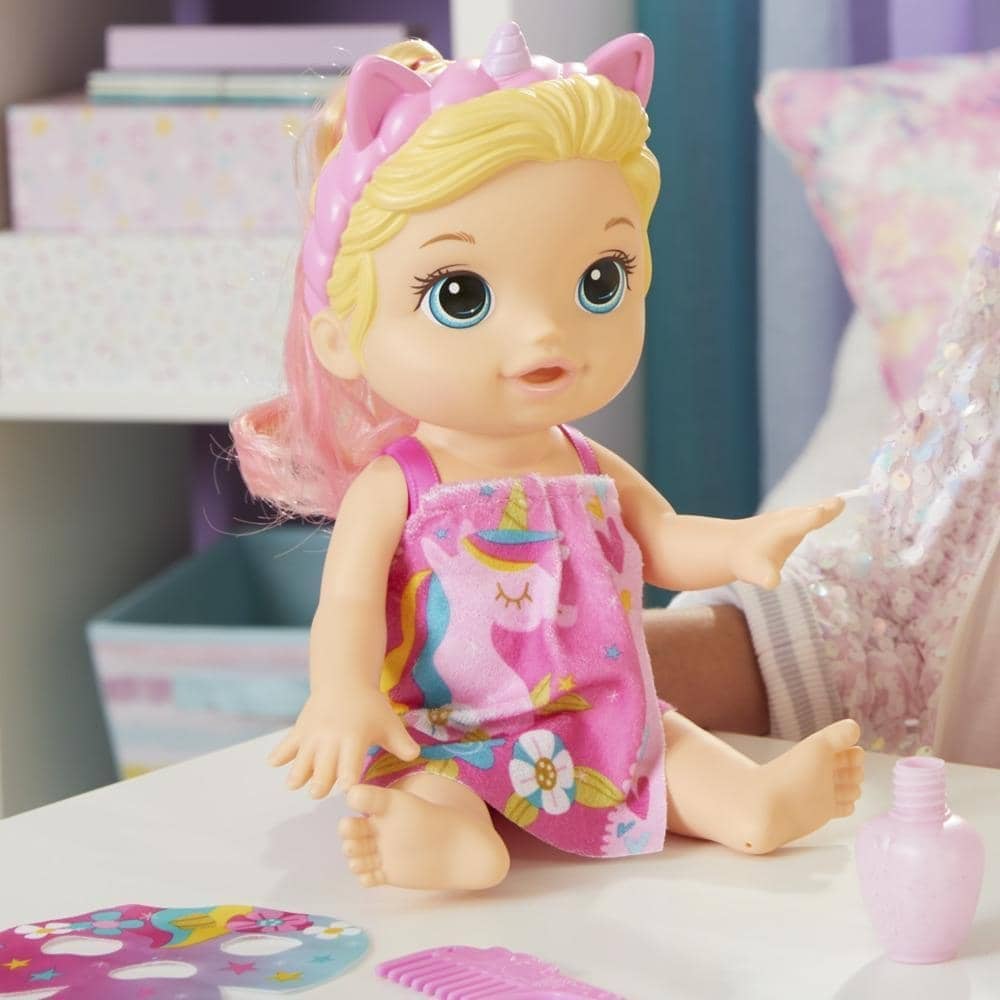 Baby Alive - Glam Spa Baby Doll Unicorn Color Reveal Nails And Makeup 12.8-inch Waterplay Toy Kids 3 And Up Blonde Hair Hasbro - Image 4