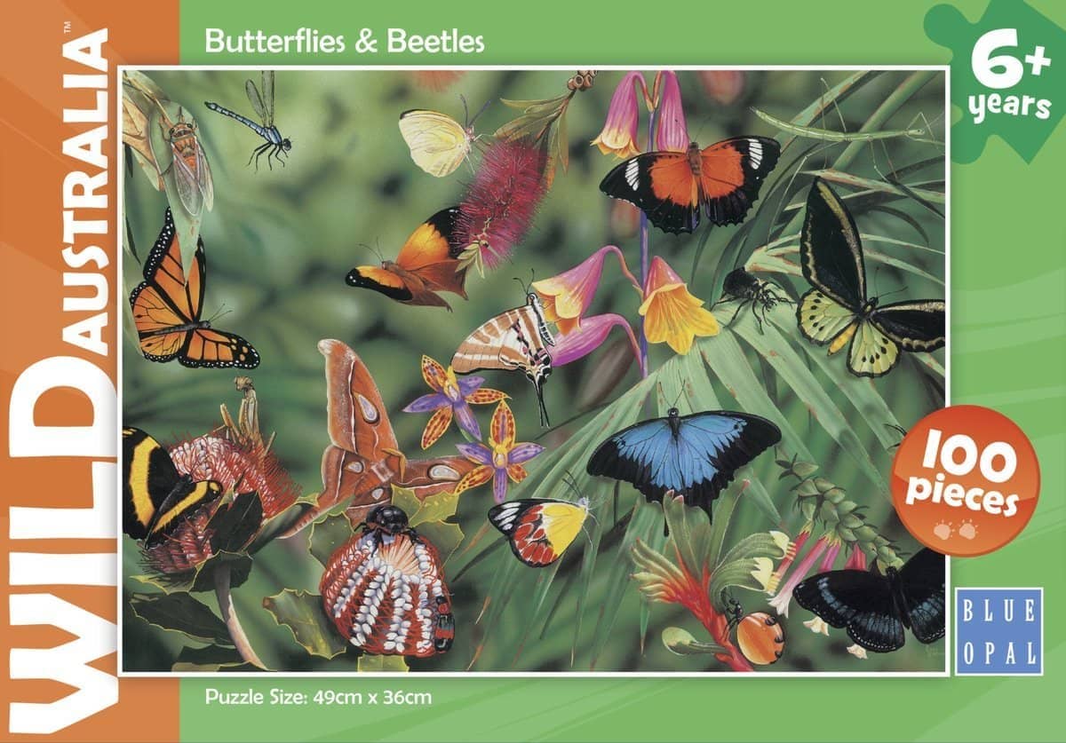 Blue Opal - Wild Australia Butterflies & Beetles Jigsaw Puzzle 100 Pieces - Image 2