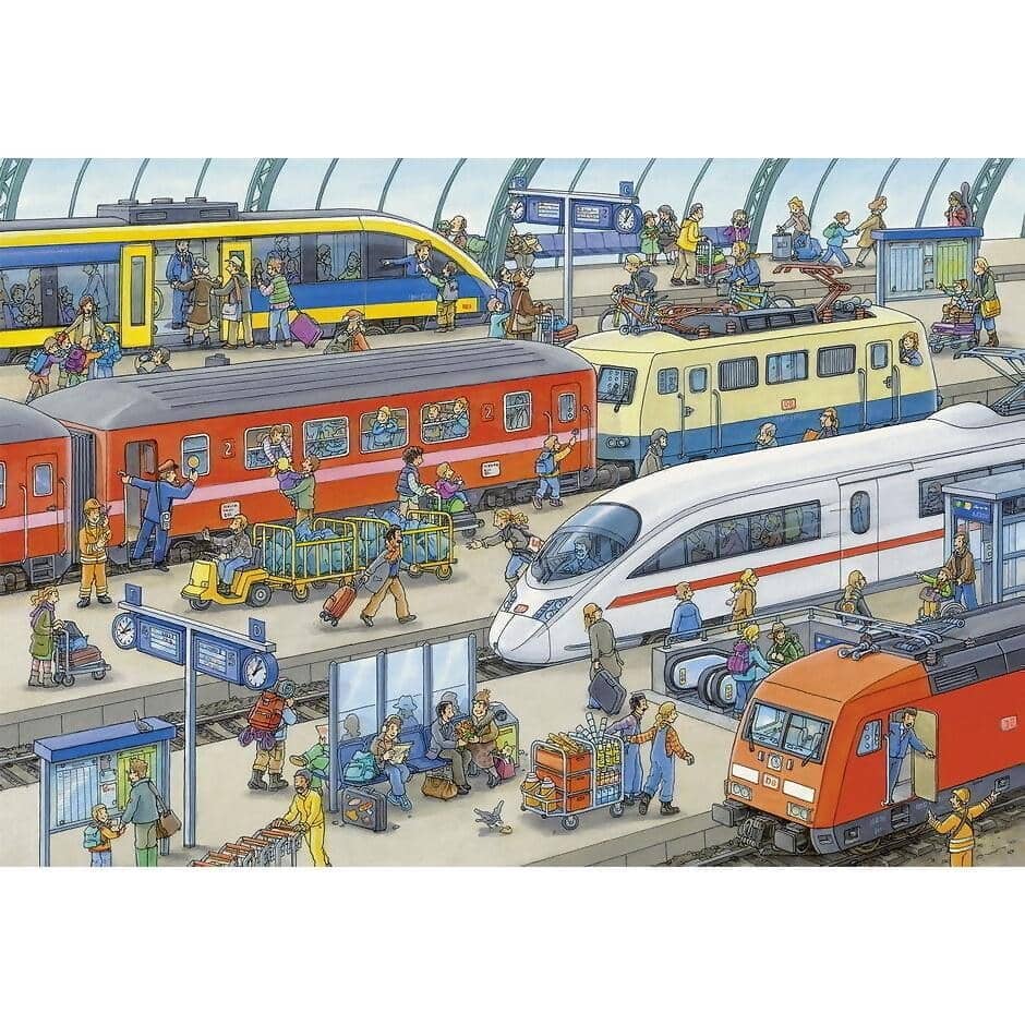 Ravensburger - Busy Train Station Jigsaw Puzzle 2x24 Pieces - Image 3