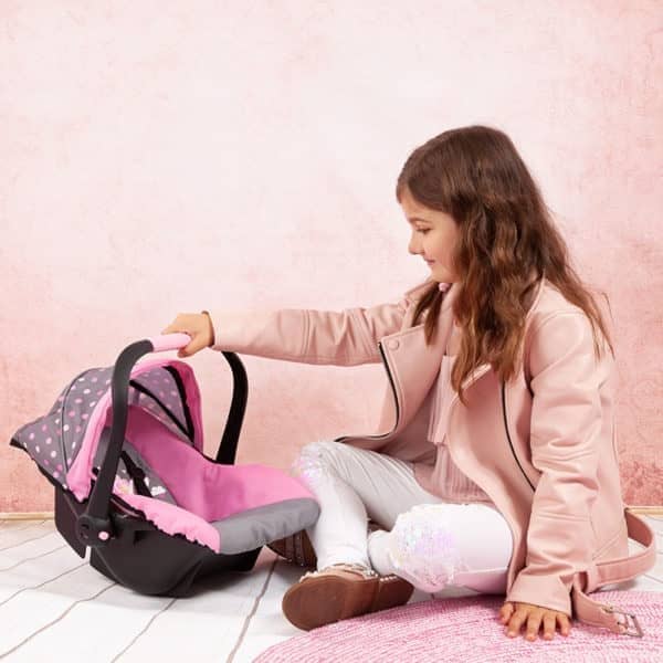 Bayer Deluxe Doll Car Seat With Hood Light Grey/pink With Fairy - Image 2