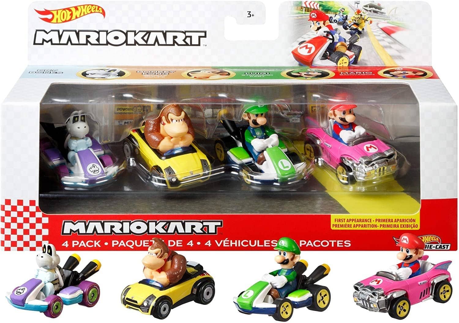 Hot Wheels® - Mario Kart Vehicle 4pack Set Including Your Favorite Characters  Mattel