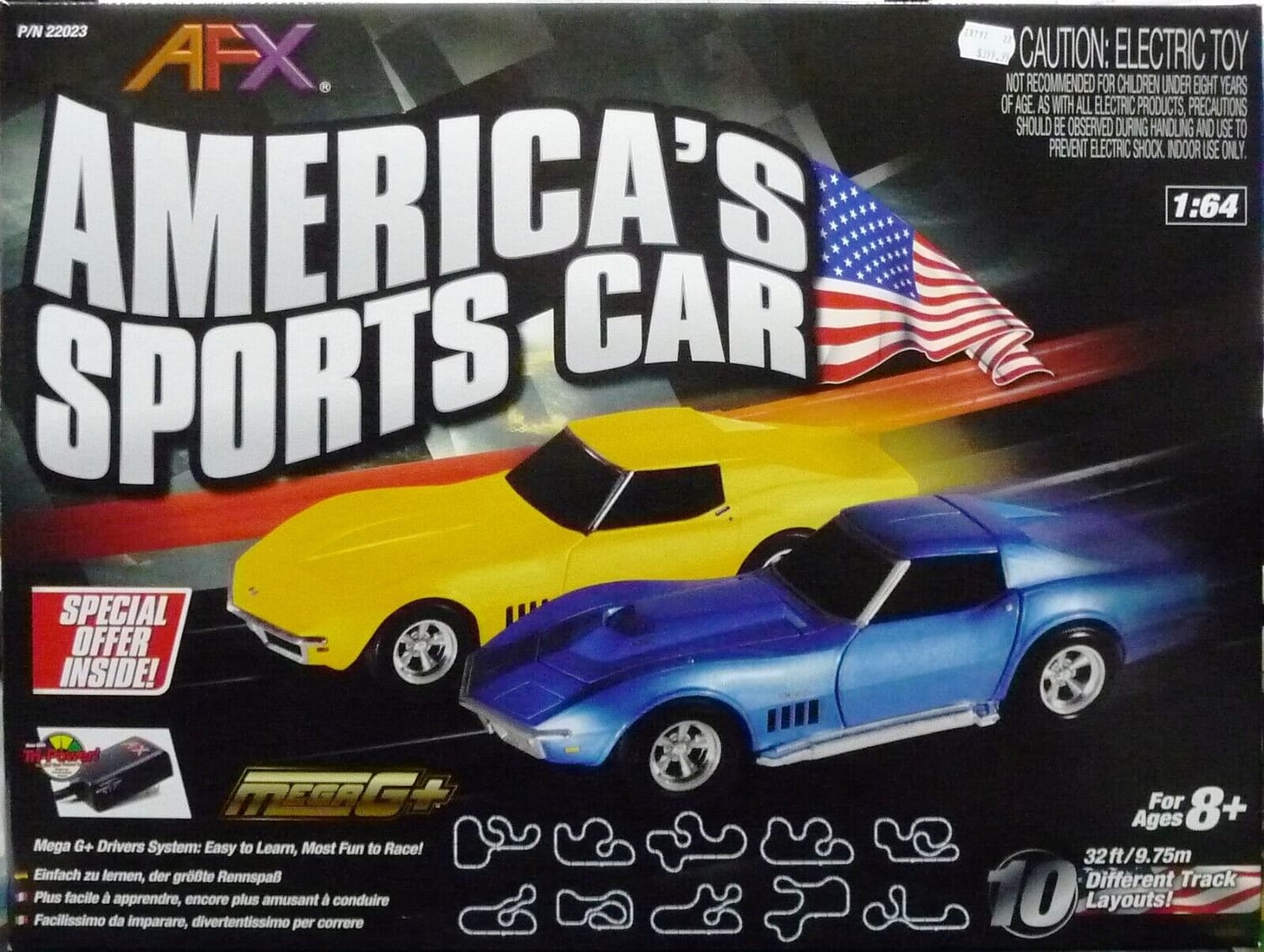 AFX Mega G+ America Sports Car Set 9m plus Trake