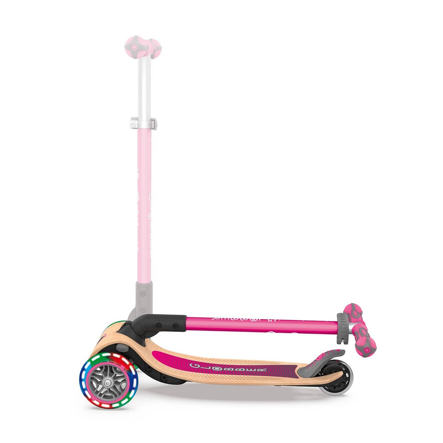 Globber Primo Foldable Wood Lights Scooter - Pink - Image 5