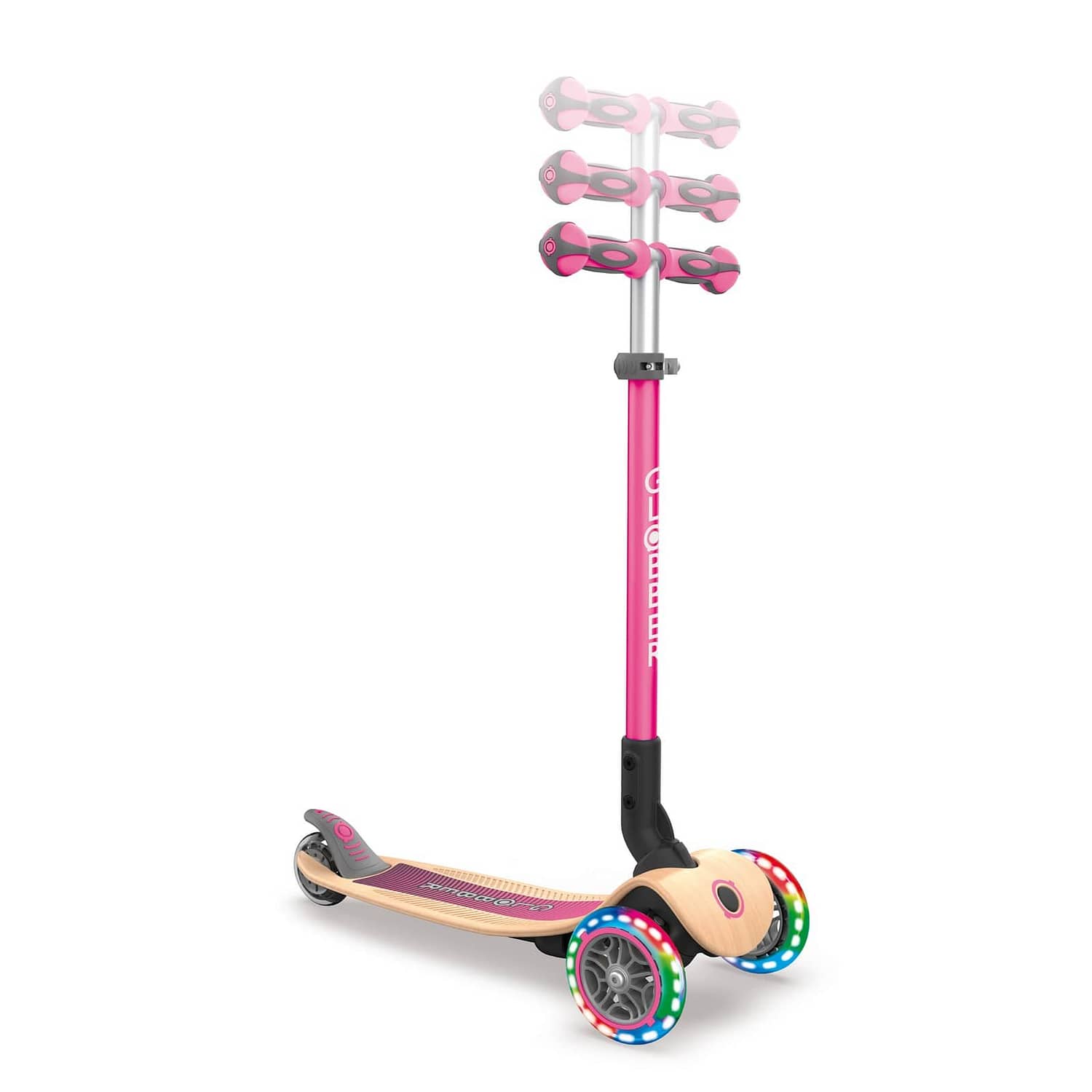 Globber Primo Foldable Wood Lights Scooter - Pink