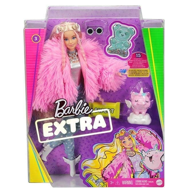 Barbie Extra Doll In Pink Coat With Pet Unicorn-pig - Image 2
