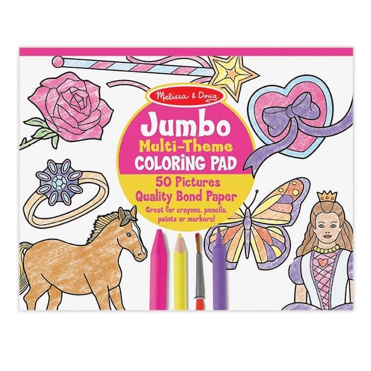 Melissa & Doug - Jumbo 50-page Kids' Coloring Pad - Horses Hearts Flowers And More