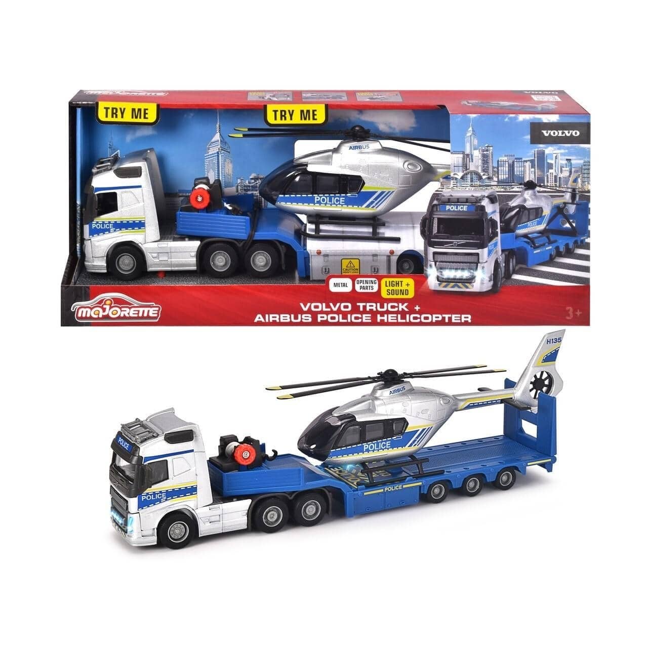 Majorette - Volvo Fh16 Police Truck With Helicopter