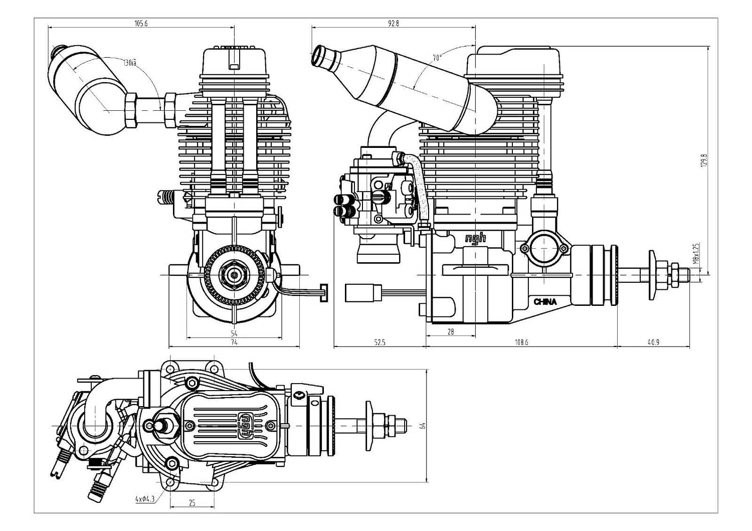 NGH GF30 30CC GAS 4-STROKE ENGINE W/MUFFLER - Image 6