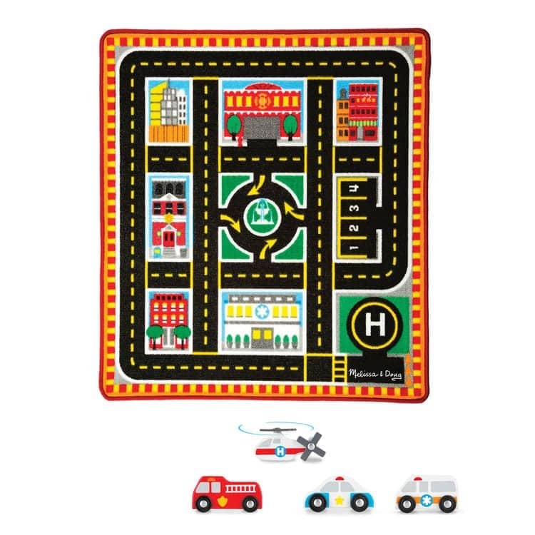 Melissa & Doug - Round The City Rescue Rug & Vehicle Set