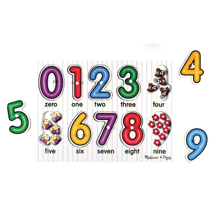 Melissa & Doug - See-inside Numbers Peg Puzzle - 10 Pieces