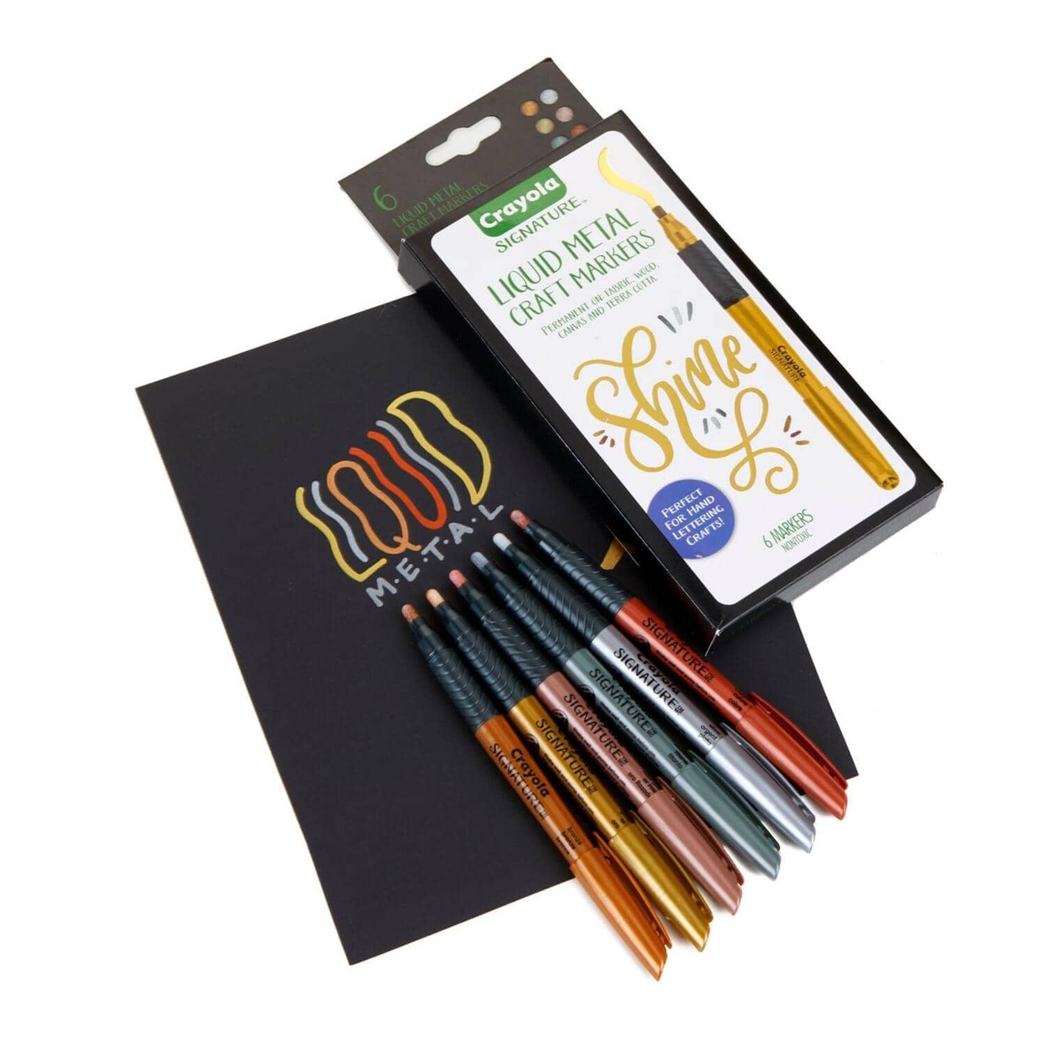 Crayola - Signature Metallic Permanent Markers 6 Count - Image 7