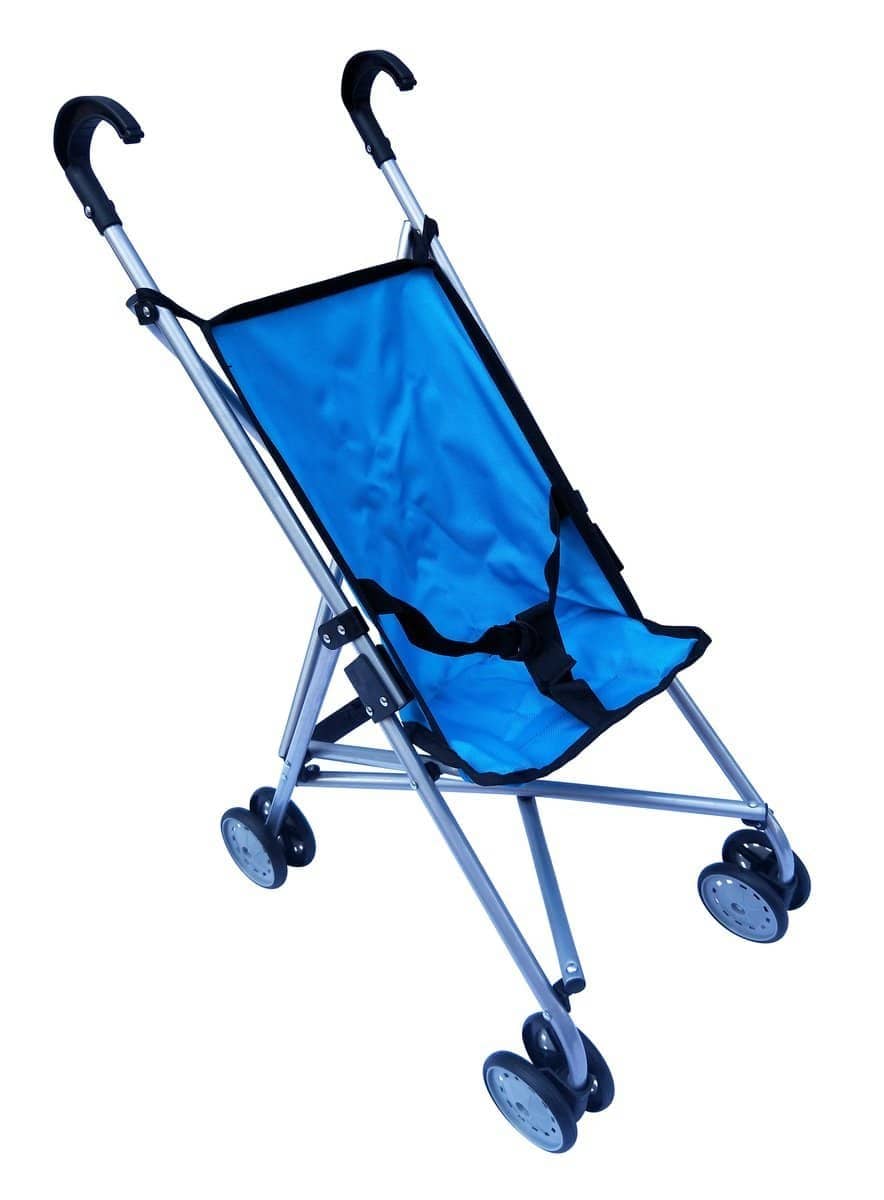 Playworld - Blue Doll Umbrella Stroller – Lightweight Foldable Pram For Pretend Play