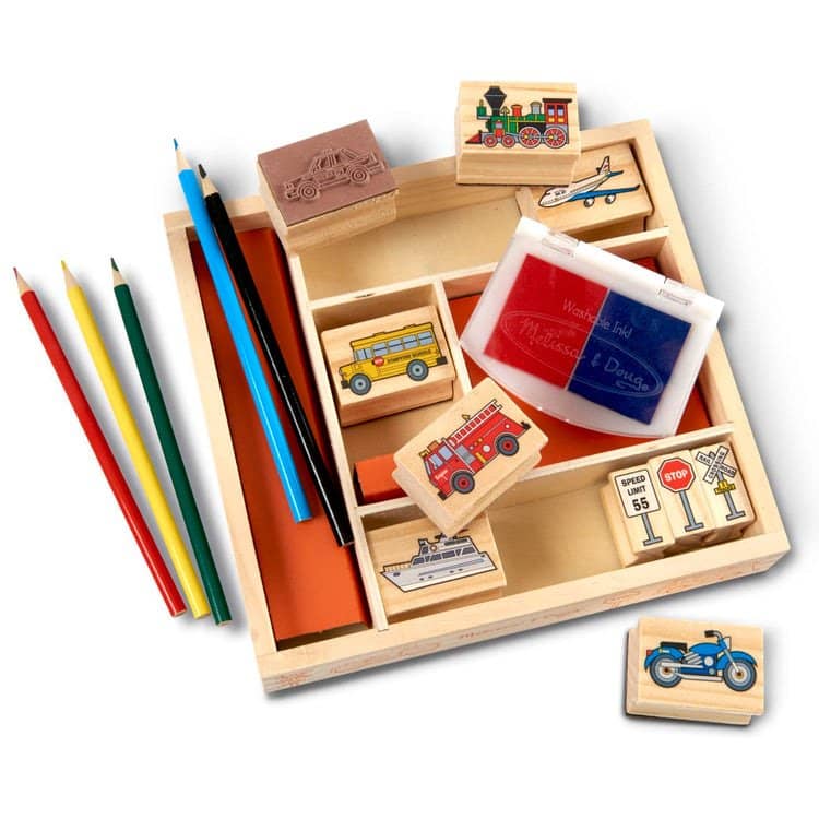 Melissa & Doug - Wooden Stamp Set - Vehicles - Image 3
