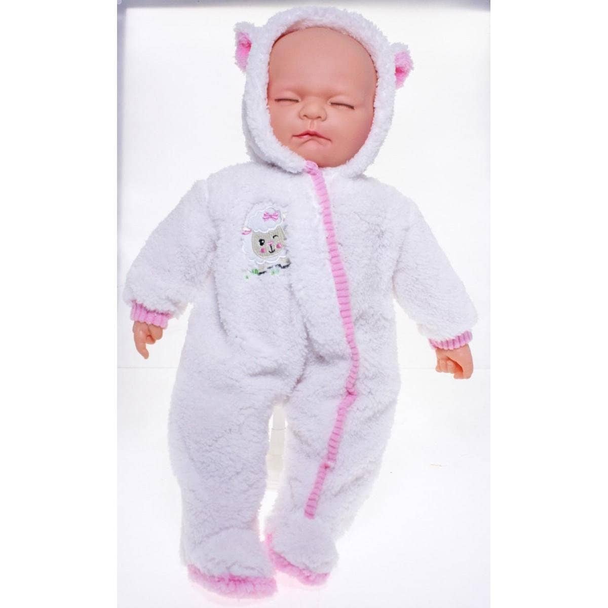 Cotton Candy -  Baby Doll Luna With White Lamb Fleece Onesie Soft Body 50cm
