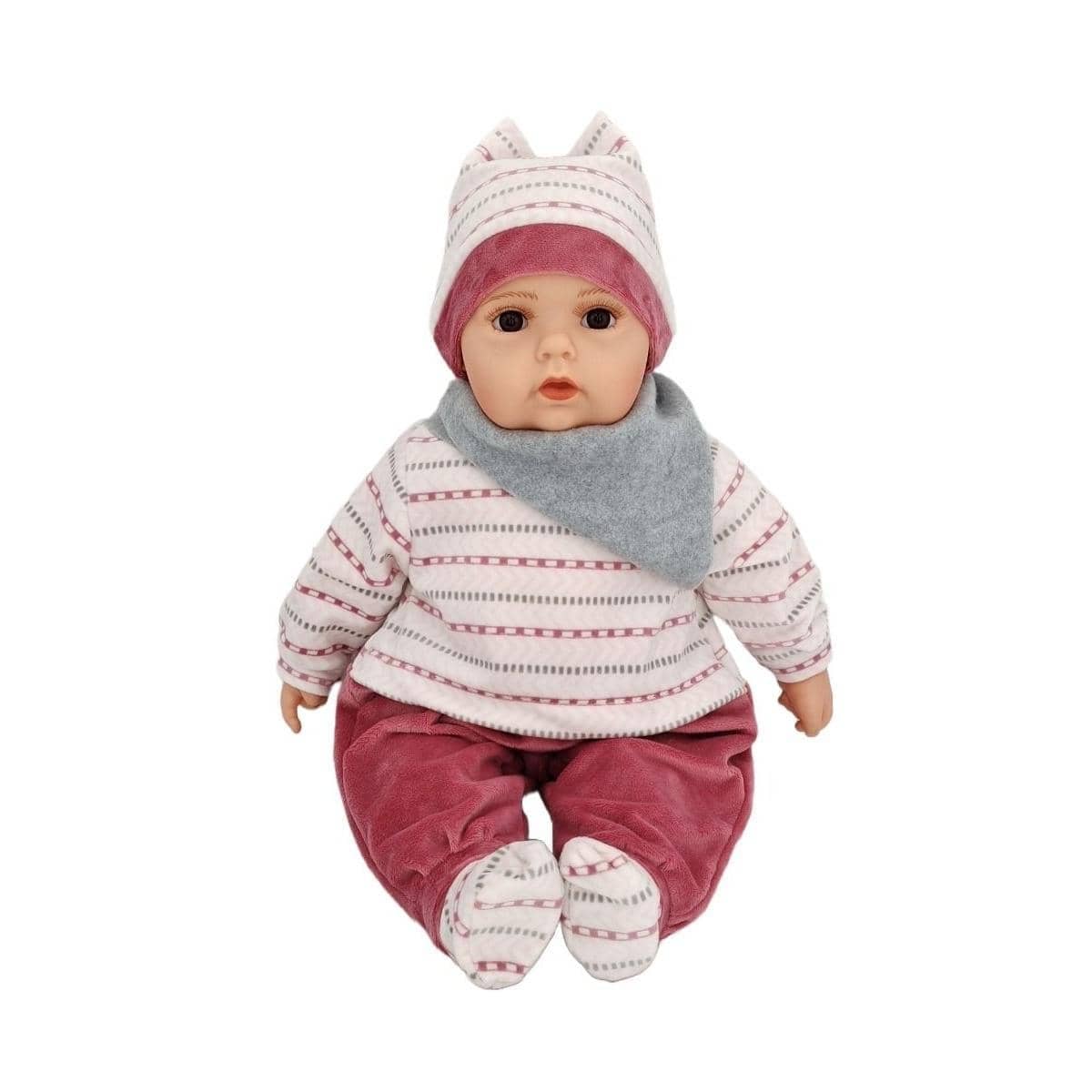 Cotton Candy - Baby Doll Jade With Grey Scarf Stripe Outfit Soft Body 50cm
