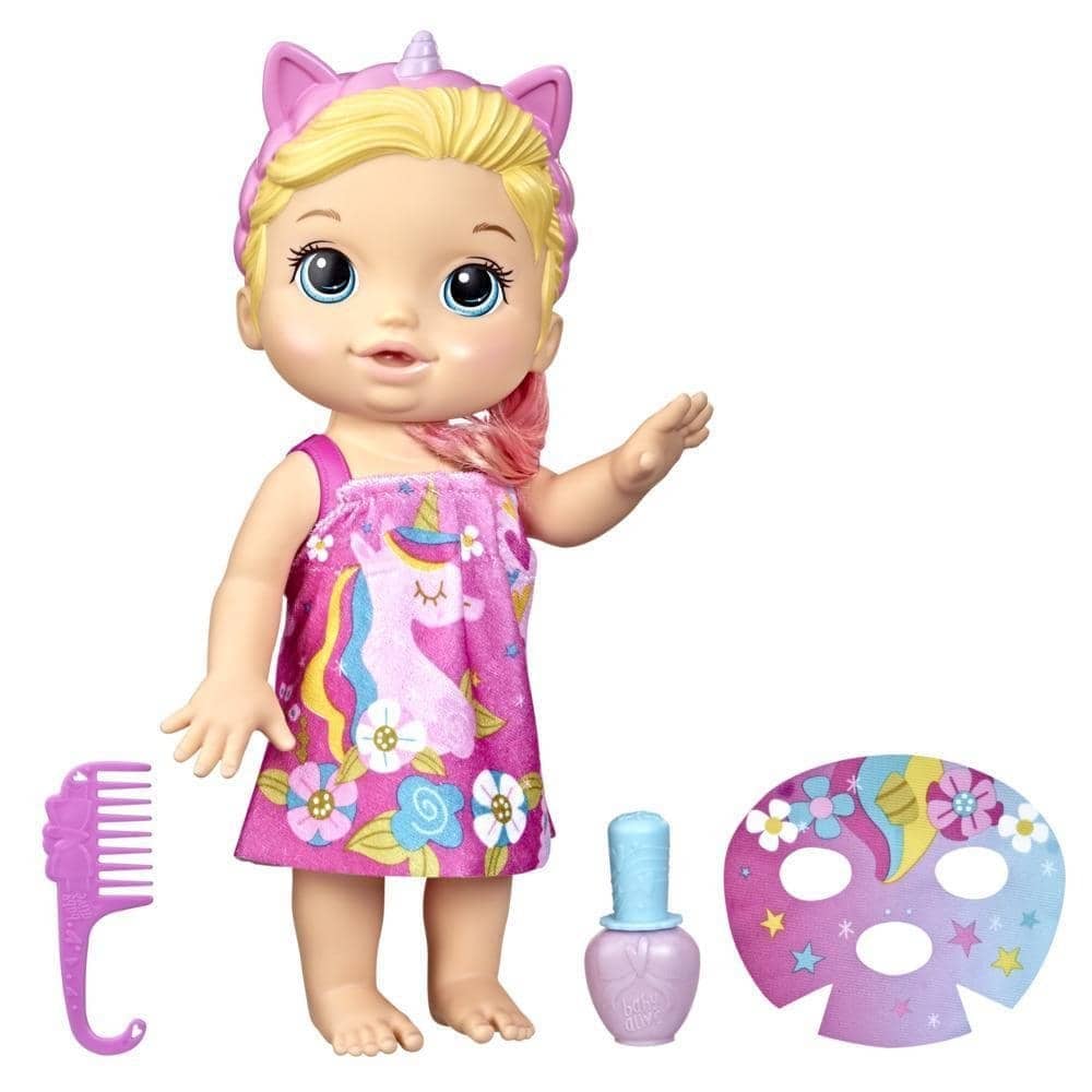 Baby Alive - Glam Spa Baby Doll Unicorn Color Reveal Nails And Makeup 12.8-inch Waterplay Toy Kids 3 And Up Blonde Hair  Hasbro