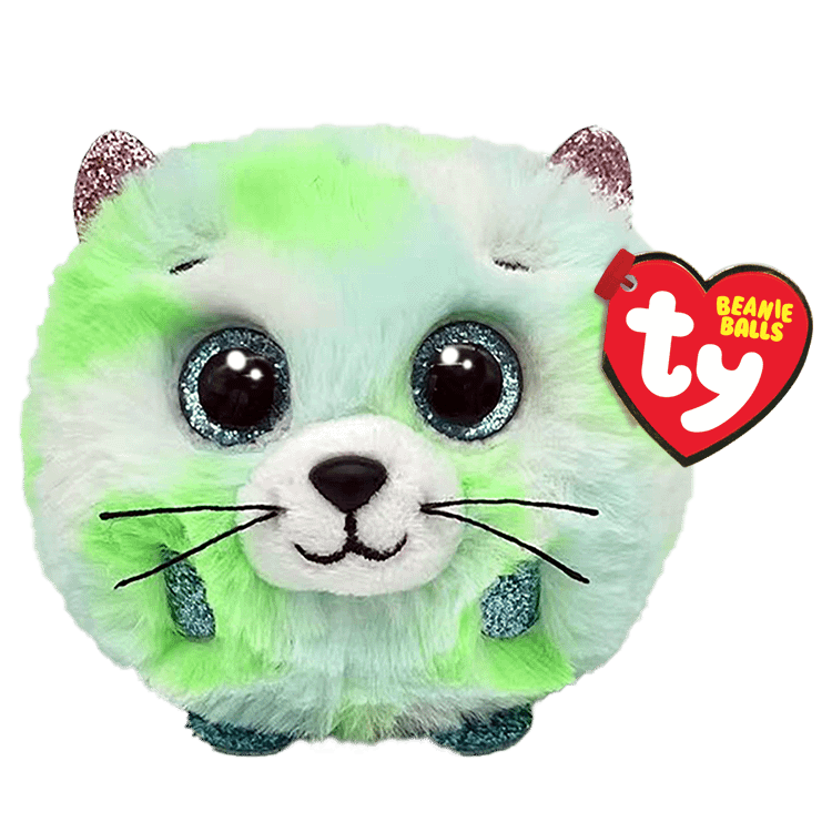 Ty Beanie Boos Balls - Evie Green Cat - Puffies