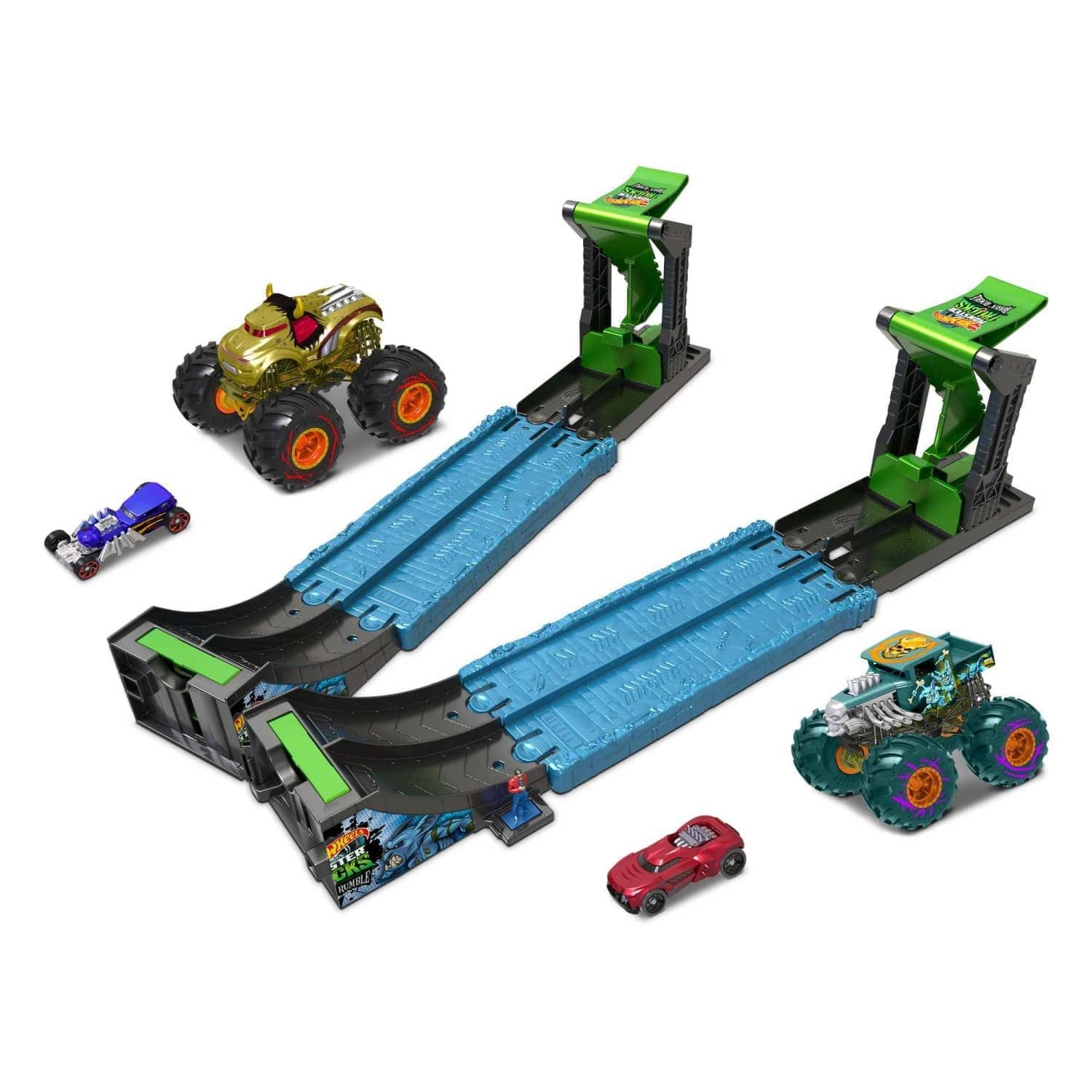 Hot Wheels® - Monster Trucks Roarin’ Rumble Playset With 4 Vehicles & 3 Configurations - Image 3