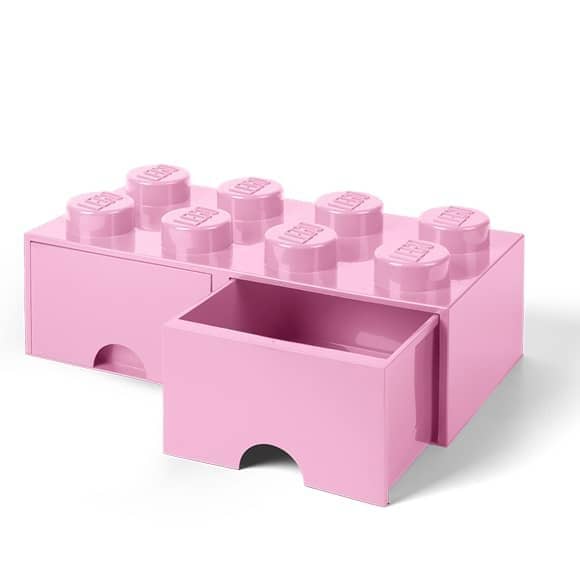 LEGO Brick Drawer 8 Knobs (2 Drawers) Storage Brick Light Pink 4006 - Room Copenhagen