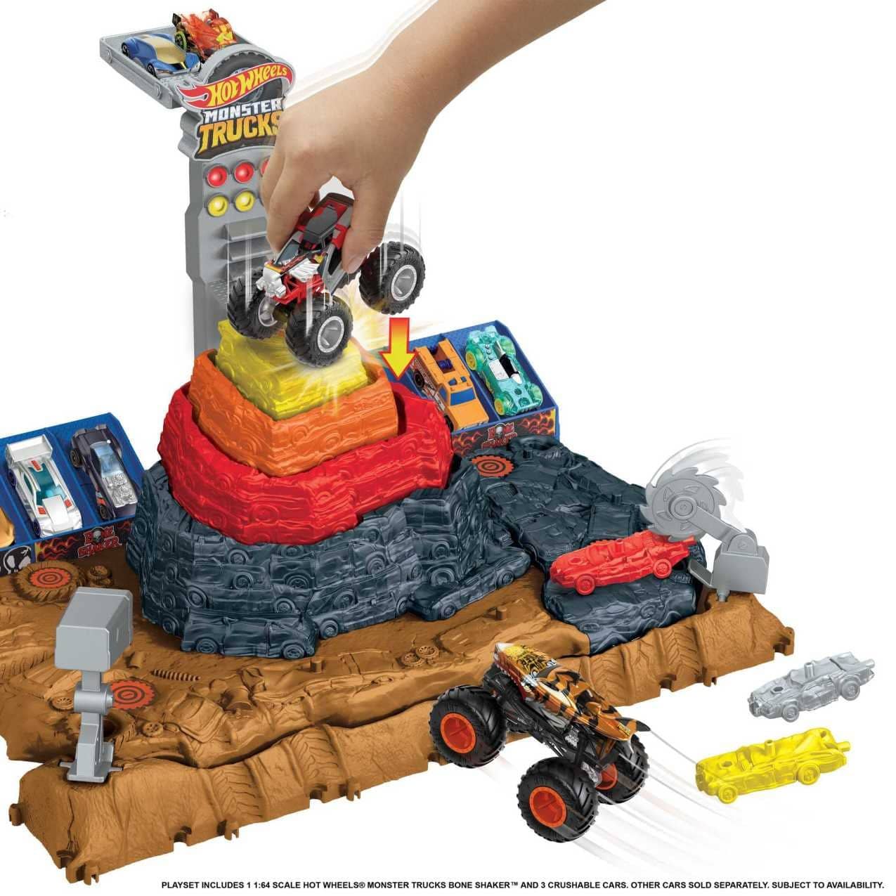 Hot Wheels® - Monster Trucks Arena Smashers Bone Shaker Ultimate Crush Yard With Monster Truck and 3 Crushable Cars - Image 3