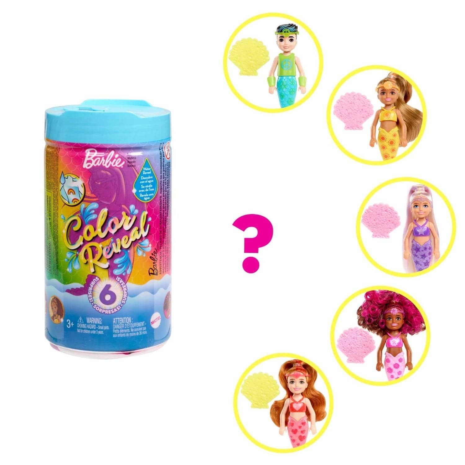 Barbie Doll Color Reveal Chelsea Doll Rainbow Mermaid Series With 6 Surprises - Image 6