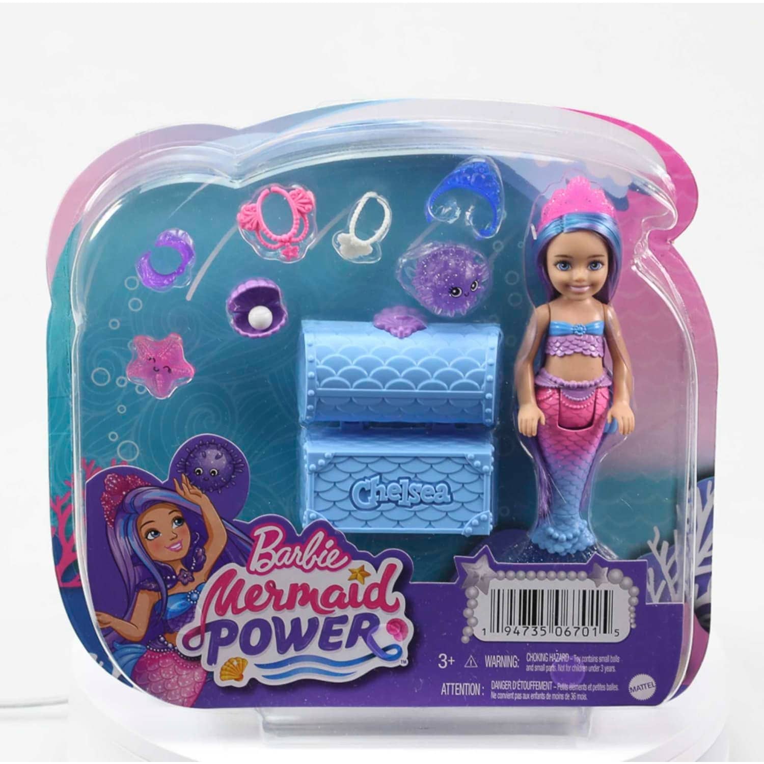 Barbie Mermaid Power Chelsea Mermaid Doll With 2 Pets & Accessories