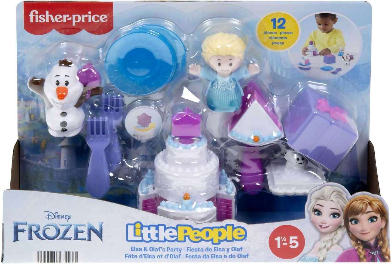 Disney - Frozen Elsa & Olaf’s Party Little People Toddler Playset With Figures 12 Pieces