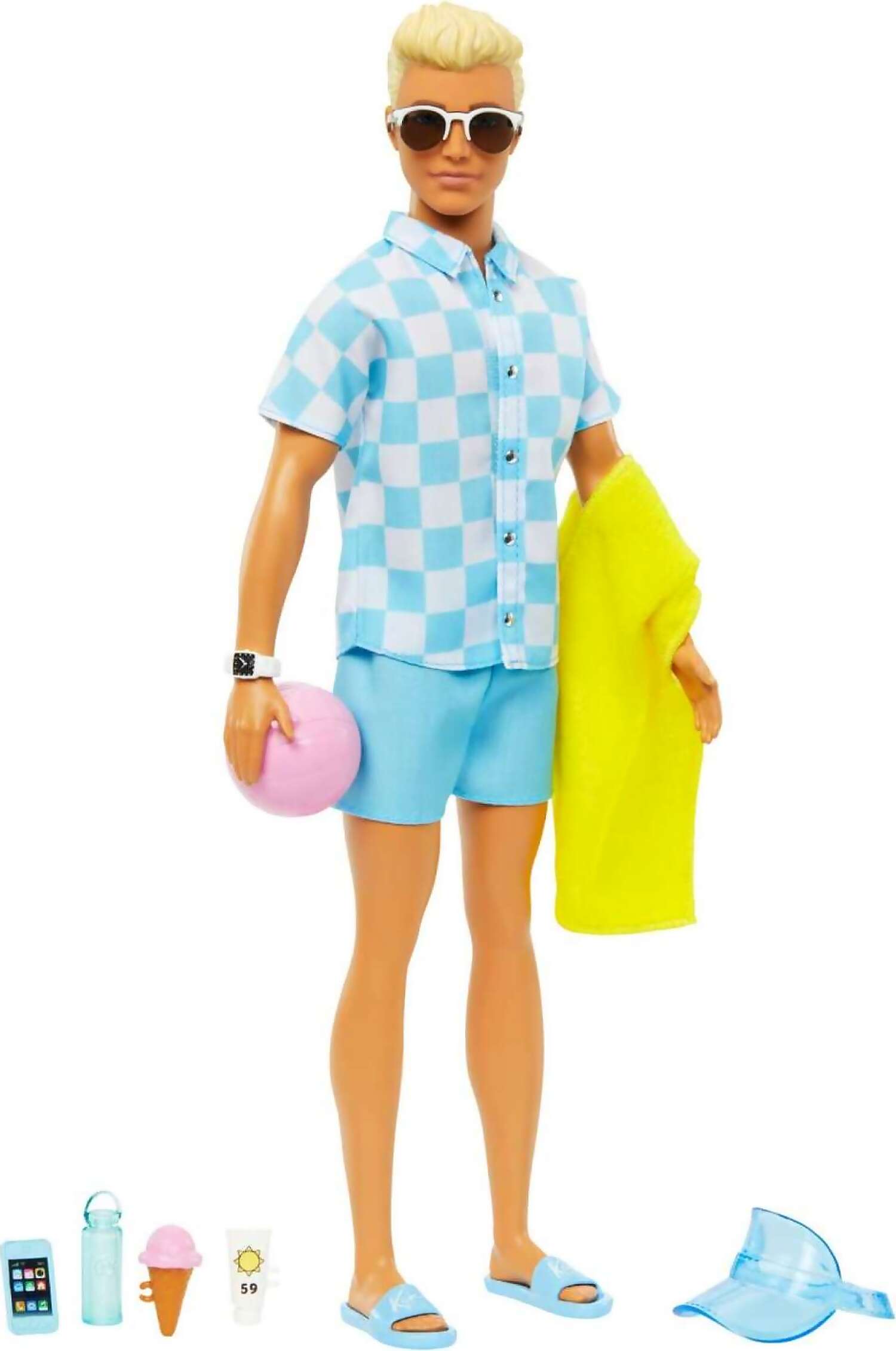 Barbie - Blonde Ken Doll With Swim Trunks And Beach-themed Accessories - Mattel