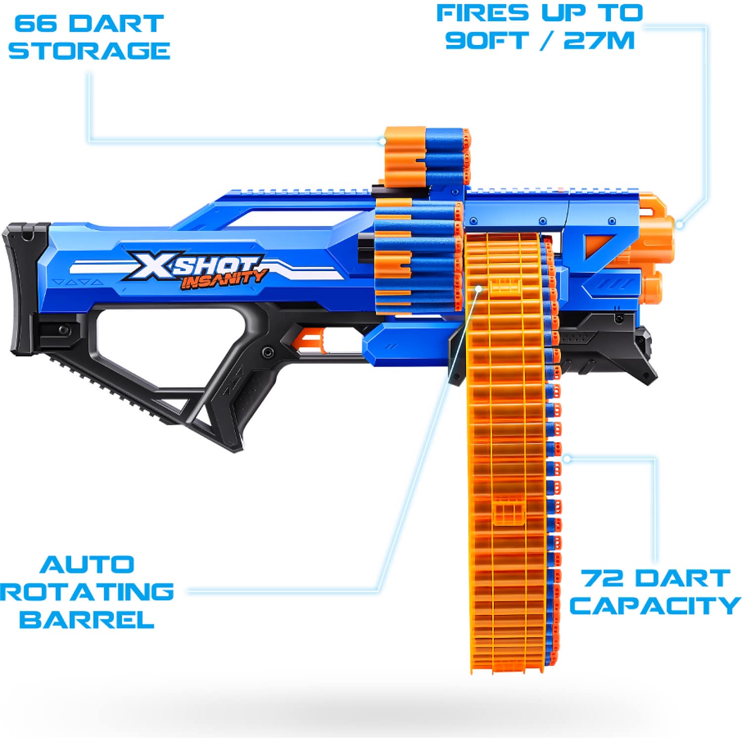 Zuru - X-Shot Insanity Mega Barrel with 72 Darts - Image 4