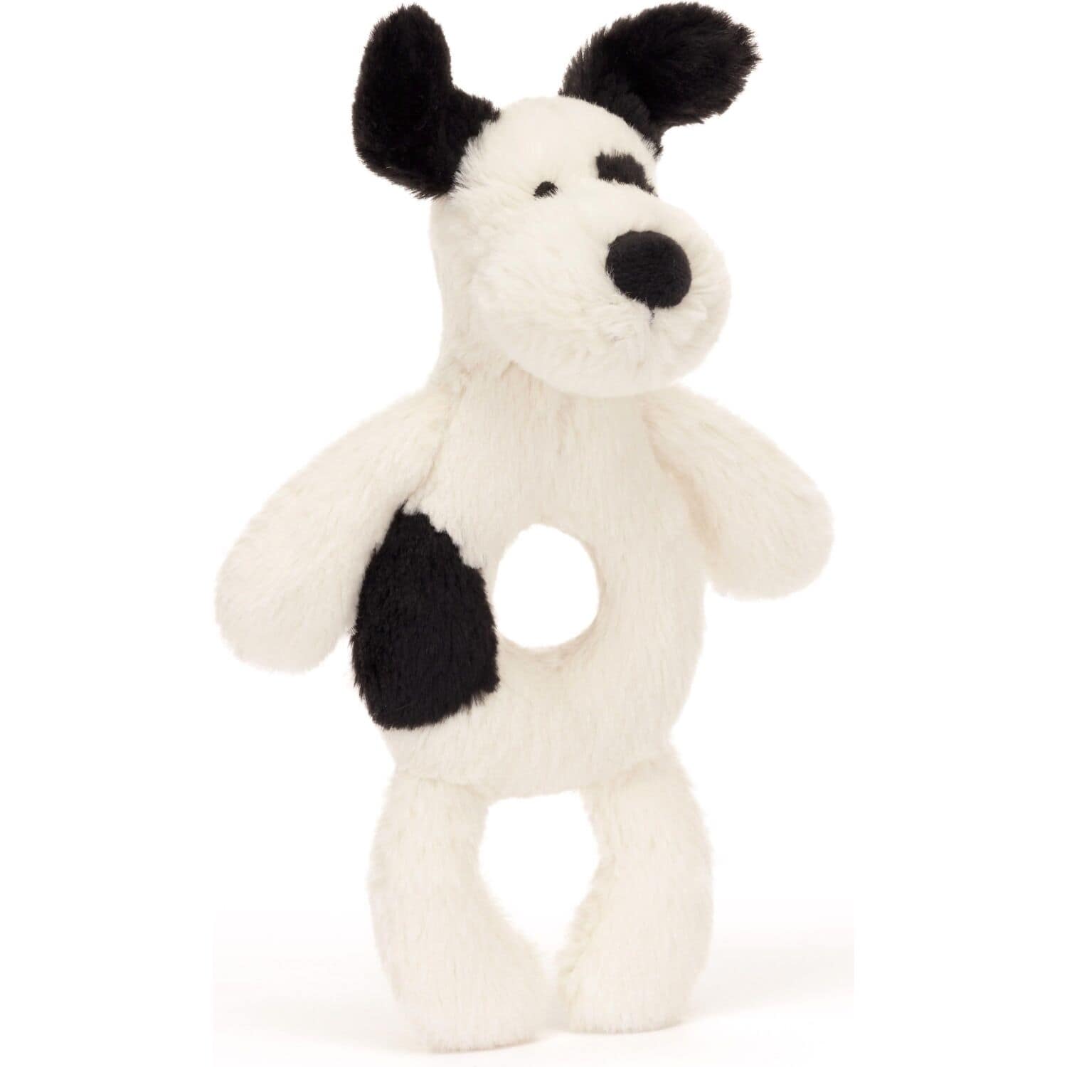 Jellycat - Bashful Black & Cream Puppy Ring Rattle 18x8x2cm Plush