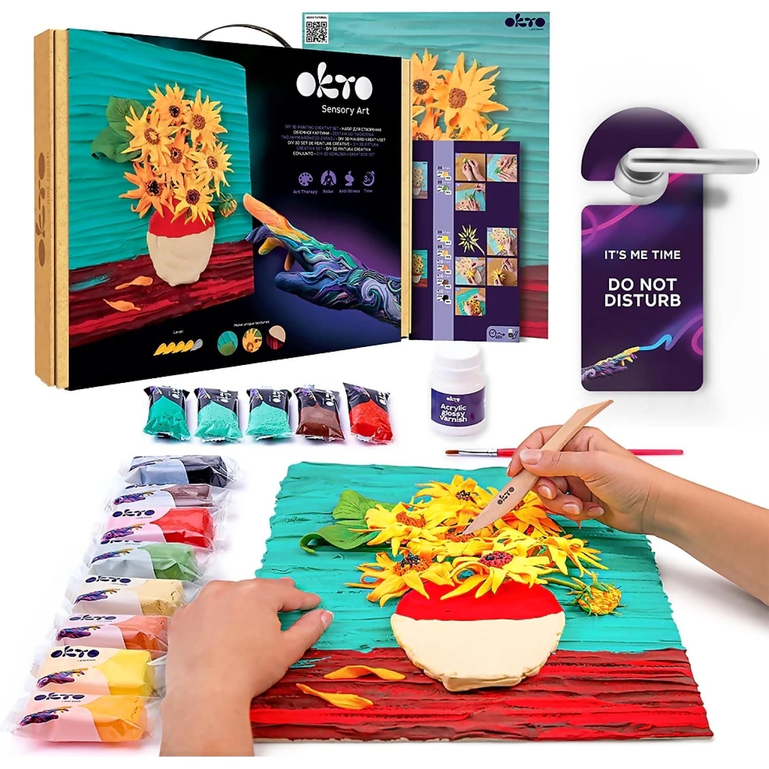 OKTO Sensory Art - DIY 3D Painting Creative Set Sunflowers 30cm x 40cm