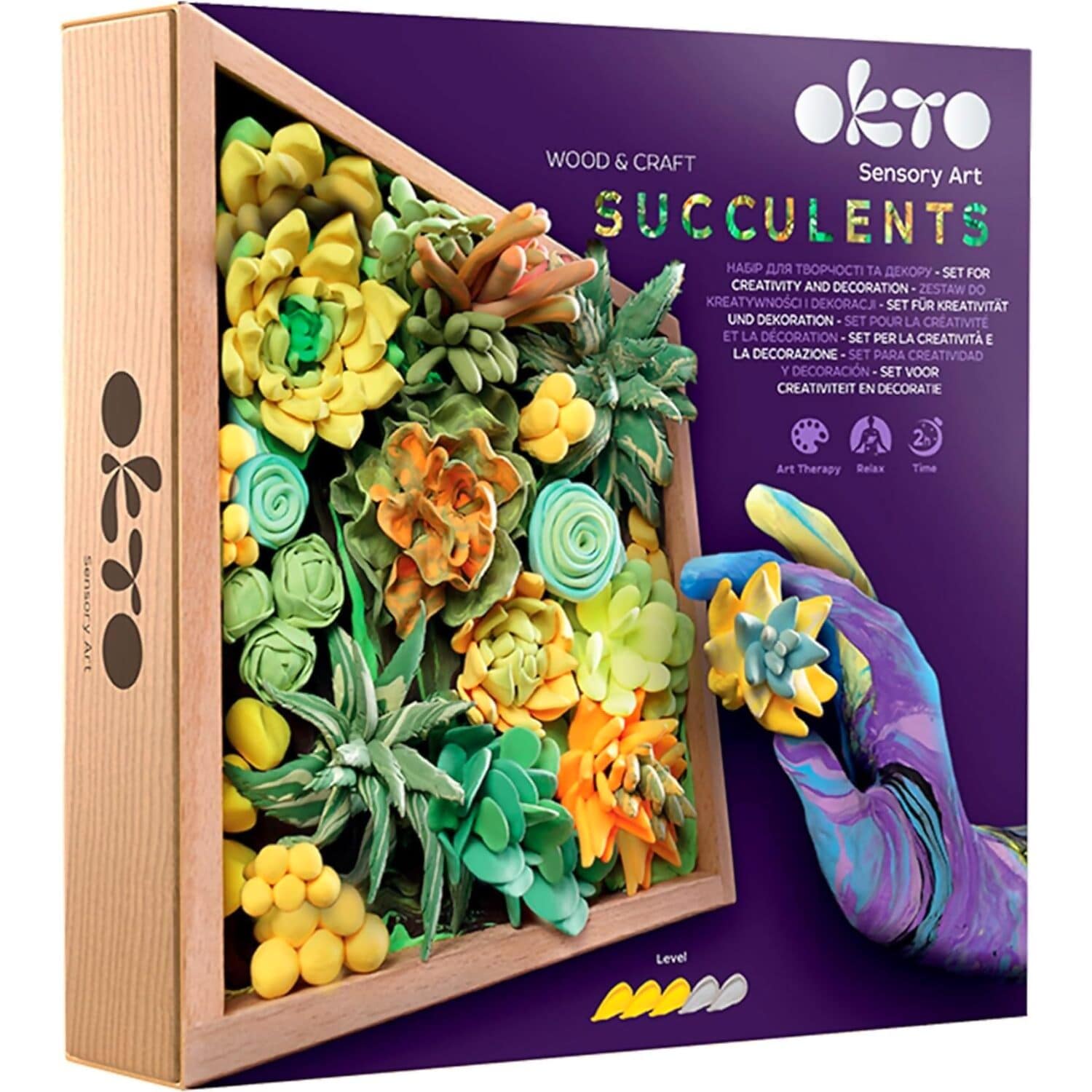 OKTO Sensory Art - Wood & Craft DIY 3D Succulents Energy 21cm x 21cm