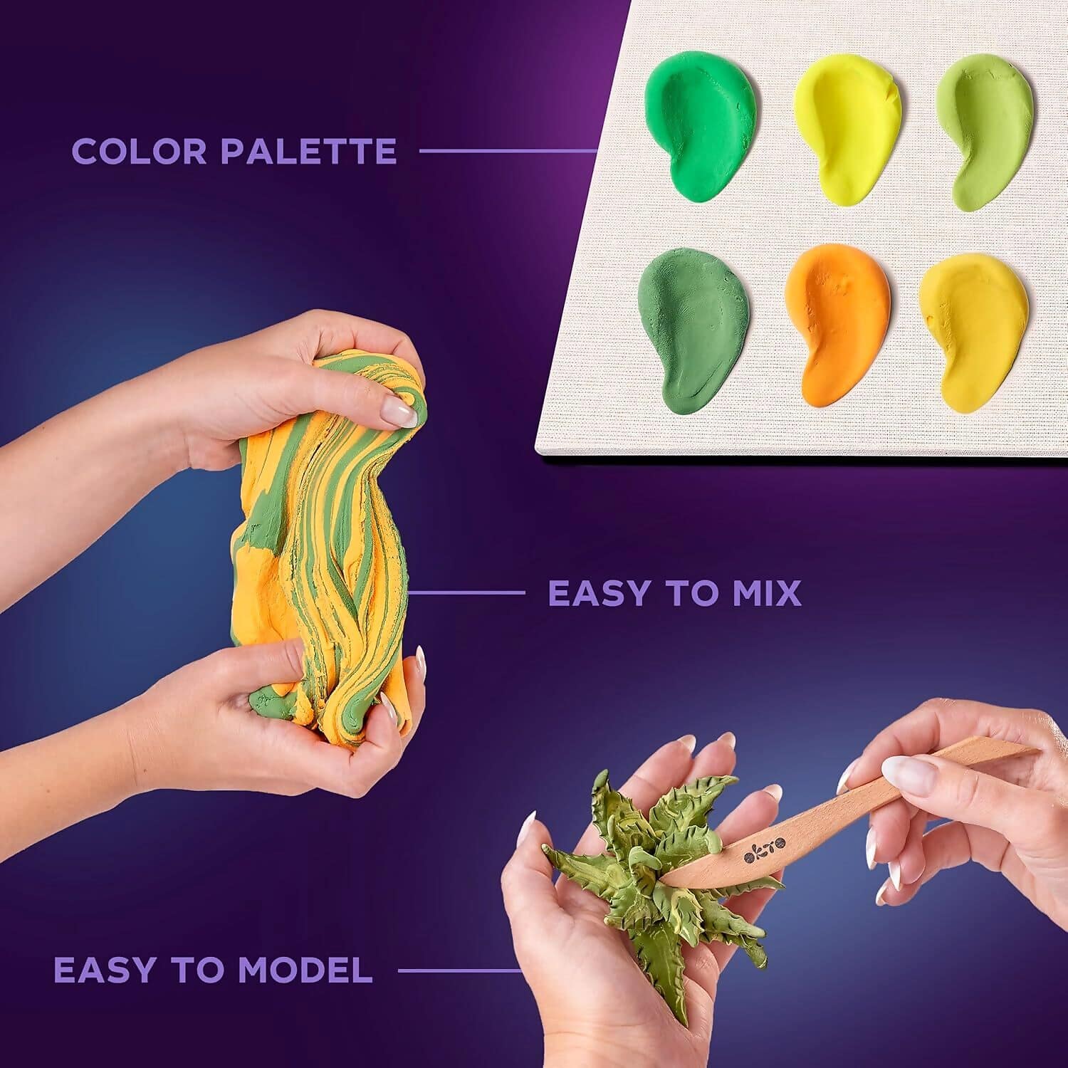 OKTO Sensory Art - Wood & Craft DIY 3D Succulents Energy 21cm x 21cm - Image 4