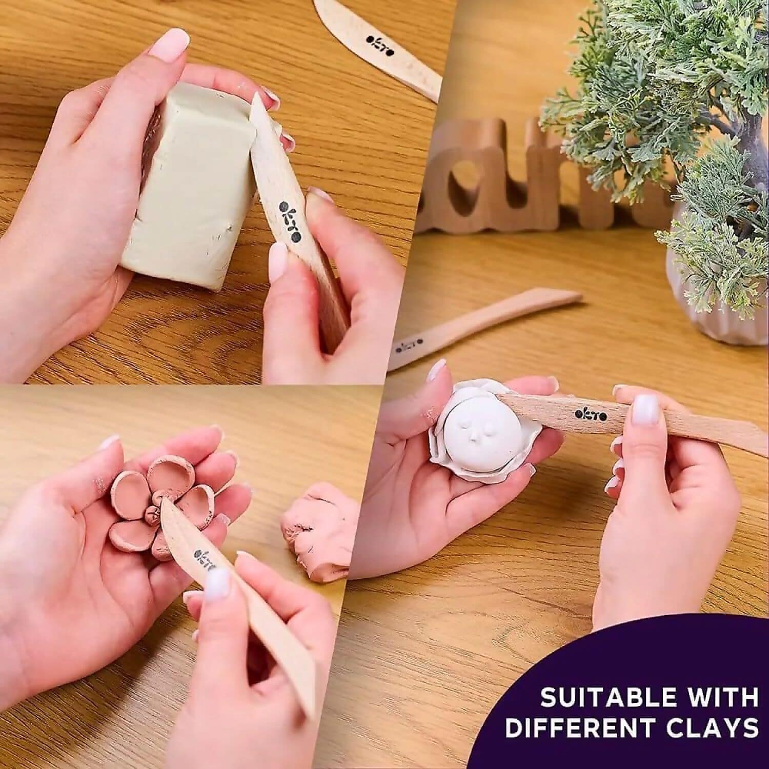 OKTO Sensory Art - 15cm Wooden Modeling Tool - Image 4